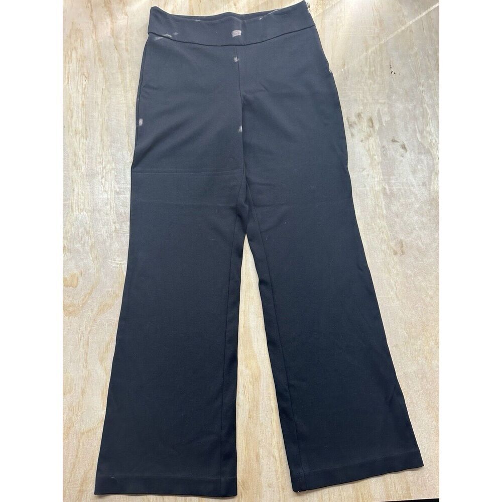 Elie Tahari Trouser Pants Black‎ Side Zip Sz 10 Wide Leg Rayon Blend Classic